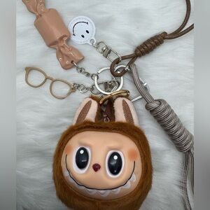 Brown Labubu Head Bag Charm